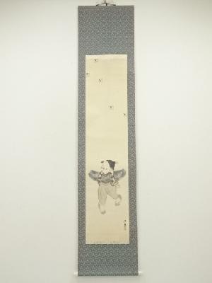 風古筆　童子図　肉筆紙本掛軸